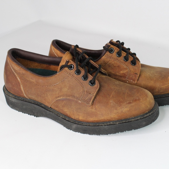 Vtg New Carolina Mens 10 D Leather Work Shoes Carolina Flatiron 10-Inch Brown Moc Toe Wedge Wellington main image 4